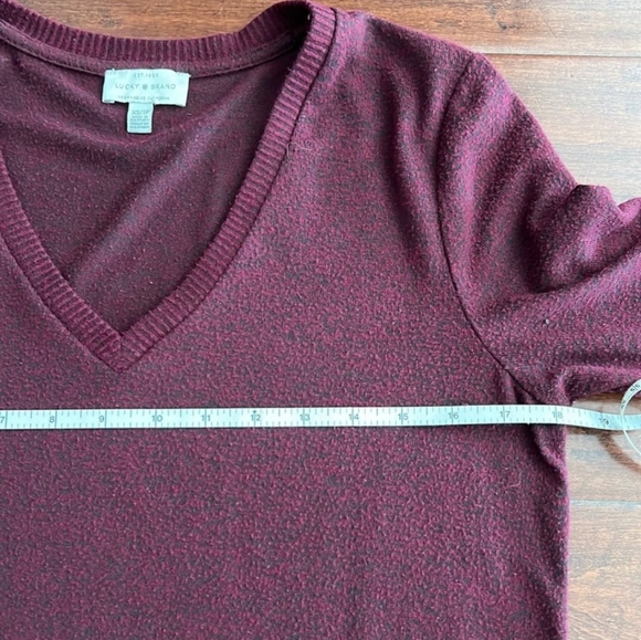 Lucky Brand Cloud Soft Jersey Knit Heathered Wine Oversized V-neck Tunic Sweater - Picture 12 of 16